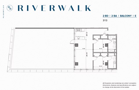 Floor plan for 2 beds, 2 baths, 1170 sqft